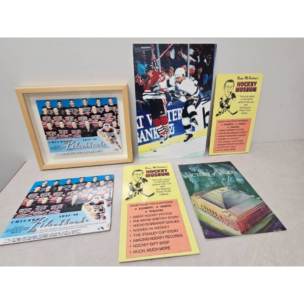 Hockey Memorabilia Including Chicago Blackhawks Display