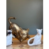 Image 2 : Solid Brass Cats (Pair, Tallest is 7.5 Inches) Plus Assortment of 4 Bone China Cats (Damage) 
