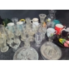Image 1 : Teapot, Mugs and Assorted Glassware- Tallest vase: 7 T