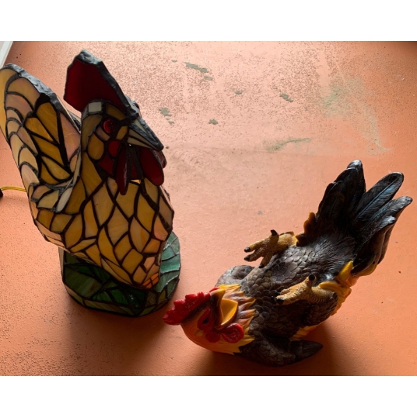 Chicken Lamp (Not Stained Glass) 14 T and Chicken Bottle Holder 12 L