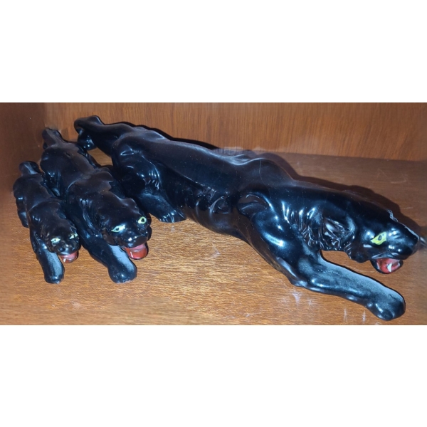 Set of 3 Ceramic Jaguars- Largest: 12 W 