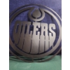 Image 6 : Handmade Oilers Blanket, Steel Sign, Oilers Mask, Toy Bike that Makes Noise