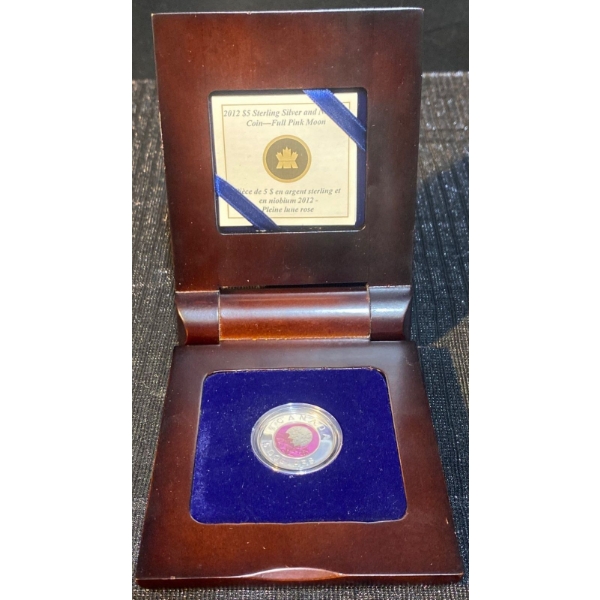 2012 $5 Full Pink Moon 92.5% Silver 8.5 Grams