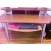 Image 6 : Contemporary Wood and Metal Computer Desk with Elevated Monitor Shelf