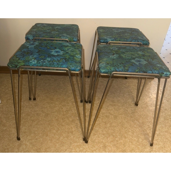 Vintage Stackable Multicolored Vinyl Stools- Stacking Stools (4)