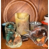 Image 2 : Clear Glass Collectible Cat & Fish w/ Vintagle Collectibles & Candles