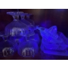 Image 1 :  uranium glass white/purple nine dessert bowls butter tray, and lemon juicer