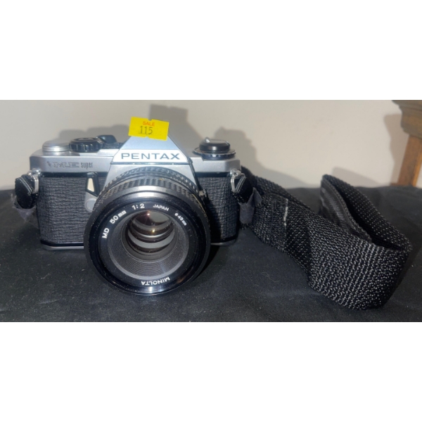 PENTAX ME SUPER 2198864 w/ MINOLTA MD 50mm 1:2 Lens