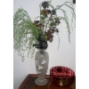Image 2 : Murano Vase & Cranberry Glass Bowl w/ Gold Accent  13" tall  Made In Italy