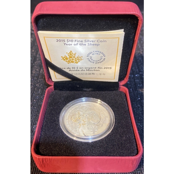 2014 $10 Year of the Sheep Fine Silver Coin 15.87 Grams
