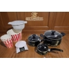 Image 1 : Nonstick Cookware Set with Glass Lids, Strainer, and Accessories