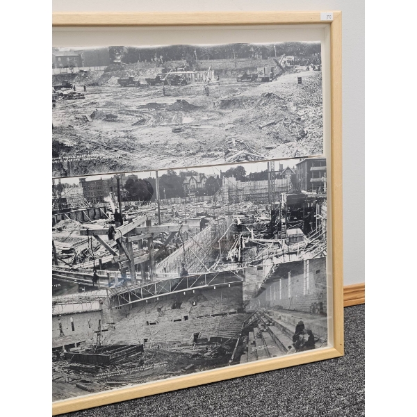Framed Black-and-White Construction Photography Collage, 33 x 24 Inches