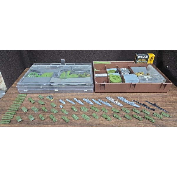 Militaria - Metal Ship/War Miniatures w/ Scene Building Accessories 