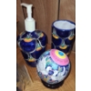 Image 7 : Huichol Beaded Bowl from Mexico. 8 Dia.  Raku Vase.  6 h.  Stone Aztec Wall Decor, Soap Dispenser 