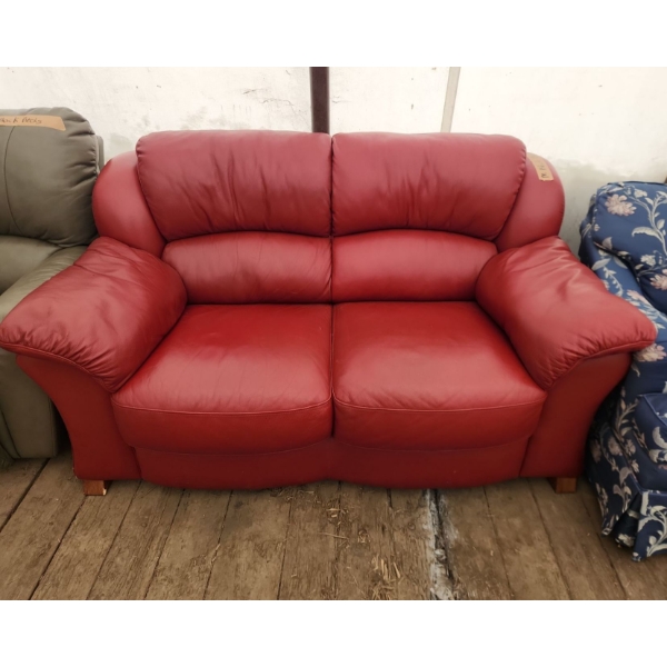 Red Leather Loveseat- Great Condition! 67"W x 40"D x 35"H