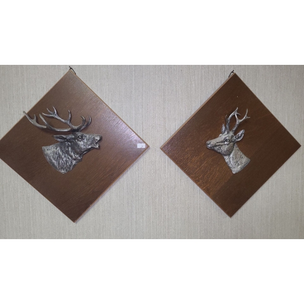 Metal Wildlife Mounted to Boards 16 X 16 Each