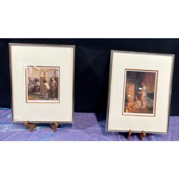 Paul Peel "Before the Bath" 5.5Wx5.5H & "After the Bath" 6Wx8.25H Prints
