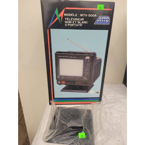 MTV 500A 5 inch Black and White Portable Television by MTC in Original Packaging