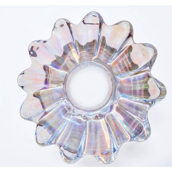 Iridescent Clear Glass Flower Bowls Set