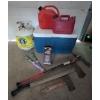 Image 1 : Camper's Pack - Pick Axe Axe Hatchet Citronella Stakes Jerry cans Cooler & more