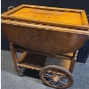 Image 1 : Wooden Tea Trolley w/ 2 Shelves, Top Tray (No Glass) 27 W, 18 D, 29 T (With Sides Folded)