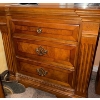 Image 1 : 2 Bedside Tables 25x18x26 Oak w/ Cognac Finish & Bail Pull Hardware