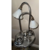 Image 3 : Vintage Art Deco-Style Smoking Stand w/Two Lights- Ornate Chrome Finish 