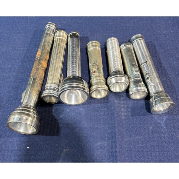 7 Vintage Metal Flashlights  