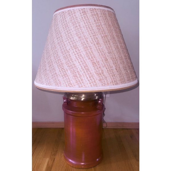 Ceramic Table Lamp With Milk Can Design and Fabric Shade