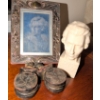 Image 1 : A.Santini Mozart Bust 5"Tall w/ Wax Photo & Antique Casters