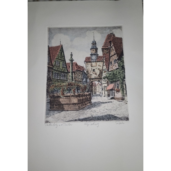 Old City Drawing, Unframed, Signature Illegible 9.5 X 13 