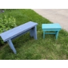 Image 1 : Farmhouse Picnic Pack with Two Painted Wooden Benches and Woven Basket