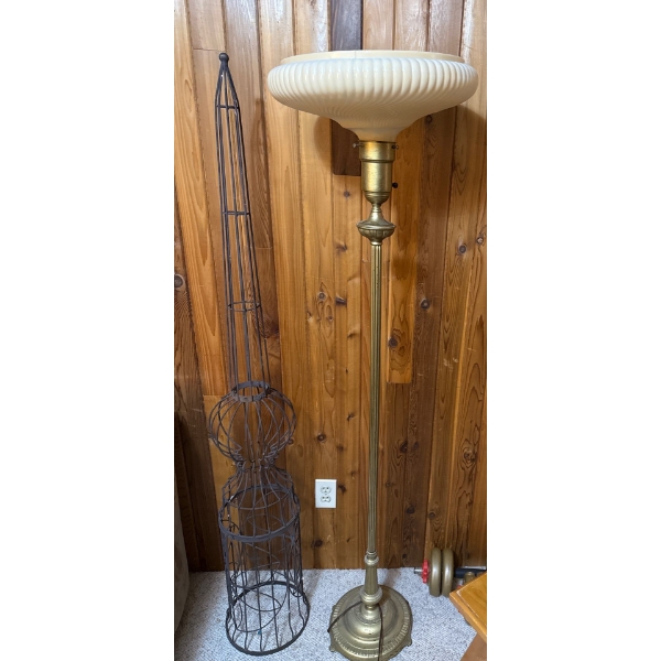 Gorgeous Art Deco Antique Floor Lamp 60T w/ Metal Garden Decor
