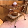 Image 3 : Metal and Wood Two-Tier Serving Cart with Casters