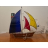 Image 2 : Adorable Metal and Stained Glass Boat, Crystal (Tallest 12T), 'Tiffany Crystal Matches' 