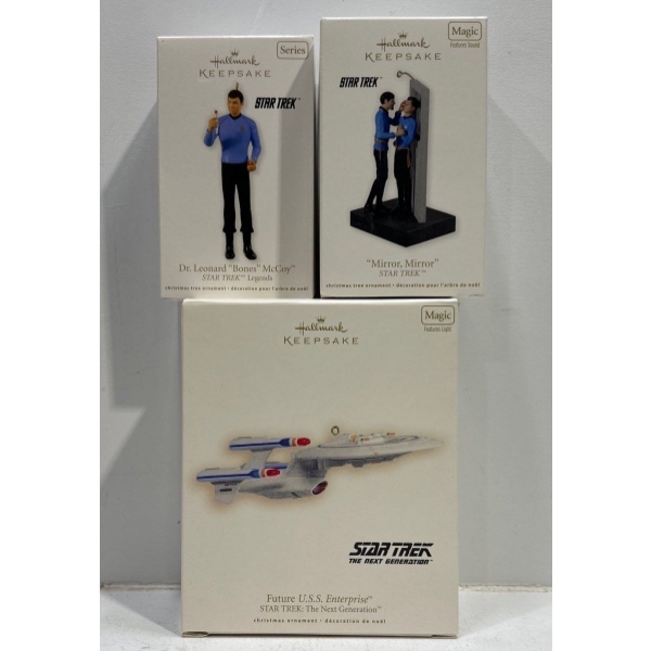 Star Trek- Dr McCoy, Mirror Mirror, Future USS Enterprise Hallmark Ornaments