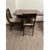 Image 1 : Antique Georgian Duncan Phyfe Style Drop Leaf Walnut Table & 4 Chairs 36L x 42 x 29T