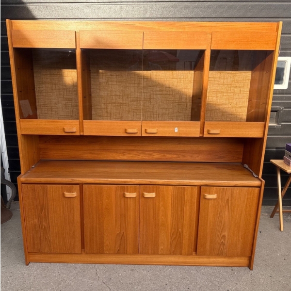 Vintage Teak Kitchen Hutch (2 Pieces) 72x18x73 MCM China Cabinet 