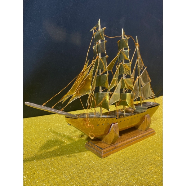  Vintage Brass "Sir Winston Churchill" Schooner Ship Decor