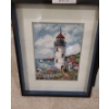Image 1 :  Framed Under Glass Needlepoint. Lighthouse 16 1/2 w 20 1/2 h