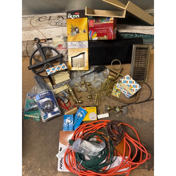 Home Renovation Supplies Including Brass Fixtures and Electrical Components