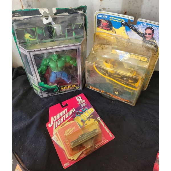 Hulk Action Figure, Sea Doo Model and Miniature Model Car