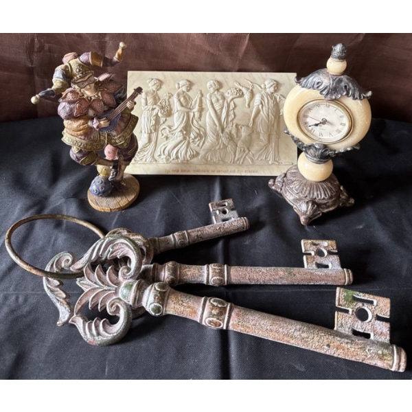 Antique Inspired Decor - Skeleton Keys Greek Frieze Wall Plaque 16L & More