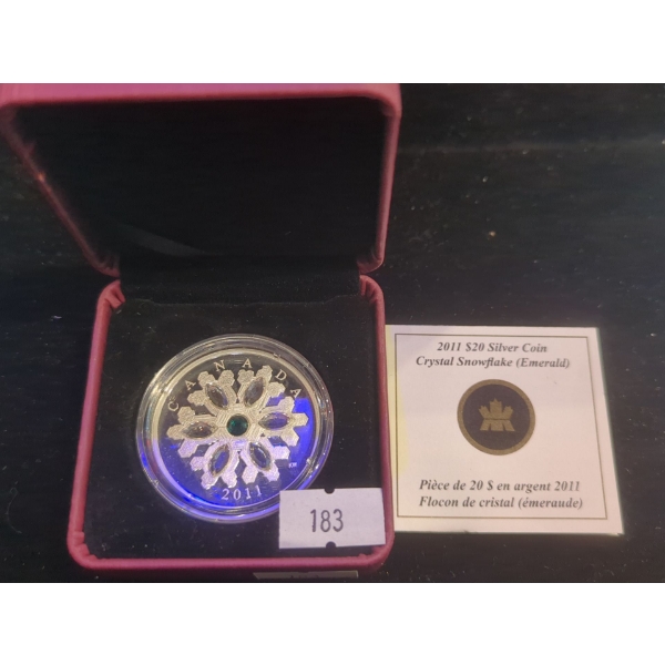 RCM 2011 Crystal Snowflake (Emerald) Silver 99.99 Coin 31.39g