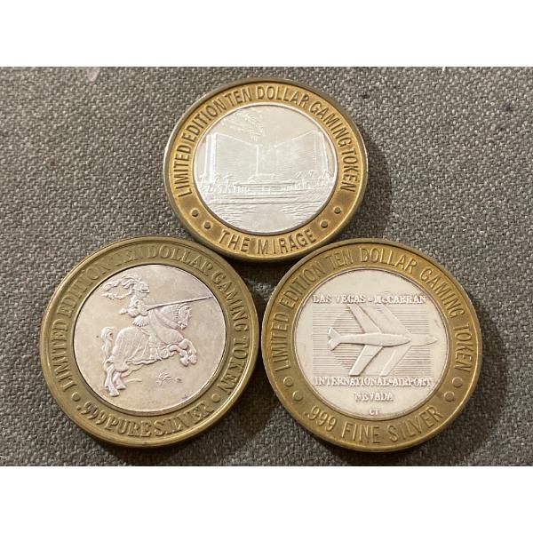 Seven Limited Edition $10 Gaming Tokens Featuring .999 Fine Silver Inserts