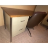 Image 3 : Vintage Steel Desk & File Cabinet w/Two Durable Chairs on Castors-Industrial Style