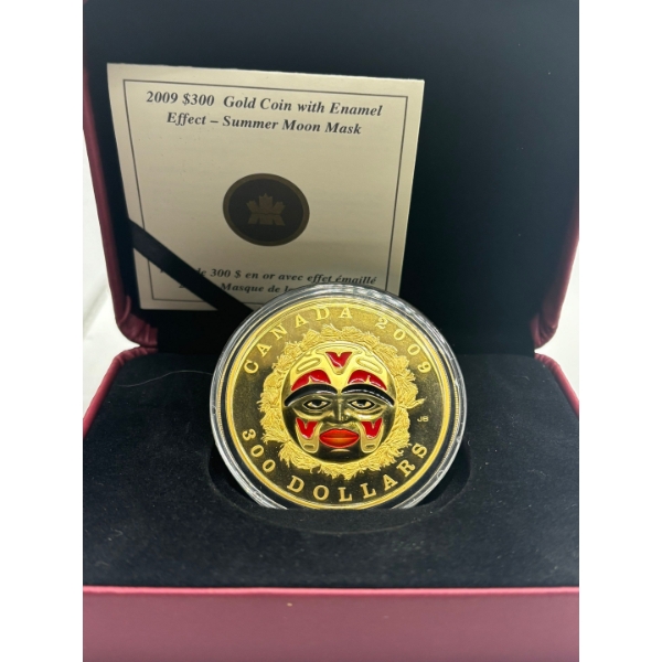 2009 $300 Summer Moon Mask - 14-kt. Gold Coin Rare Sold out $11,000 retail 60g 1.125 toz 