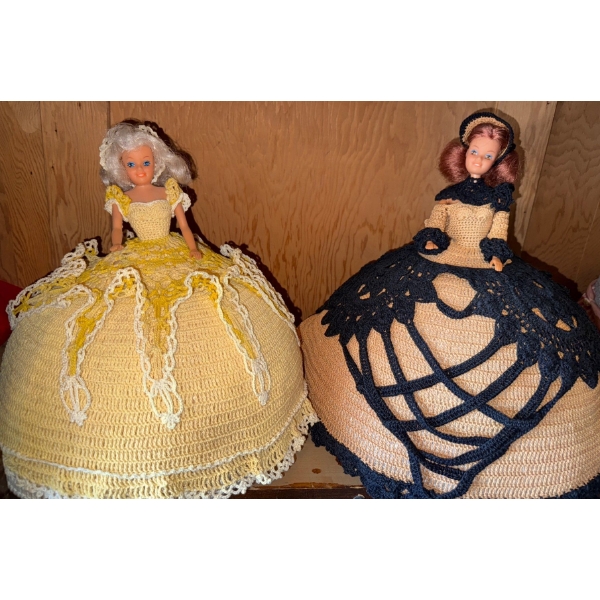 Vintage Barbies In Handmade Crochet Gowns 16T