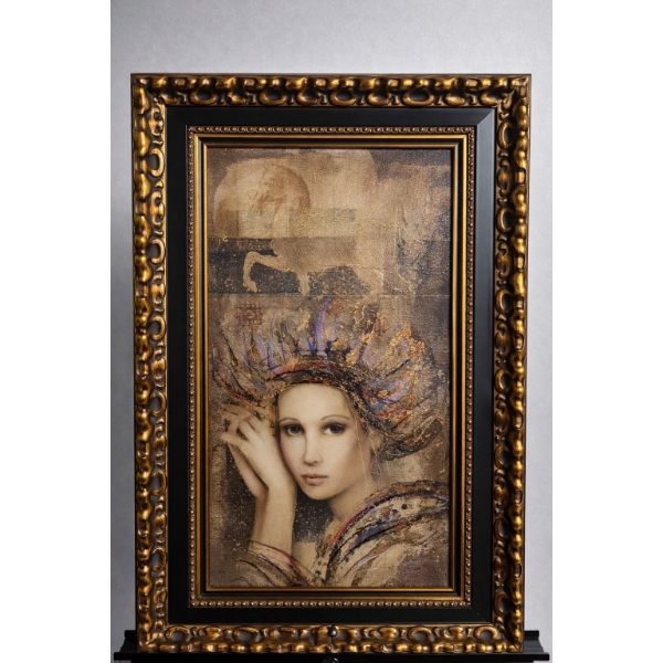 CsabaMarkus,  Original Vision of beauty 2006 Oil on Canvas with gesso background hand - embellished 