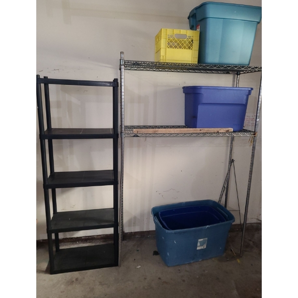 Garage Utility Shelving- Black Plastic 24 W, 12 D, 67 T, Metal Shelving 35 W, 18 D, 75 T and More!